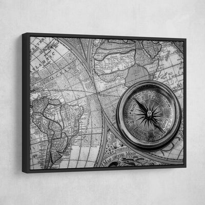 Compass On Old World Map - Amazing Canvas Prints